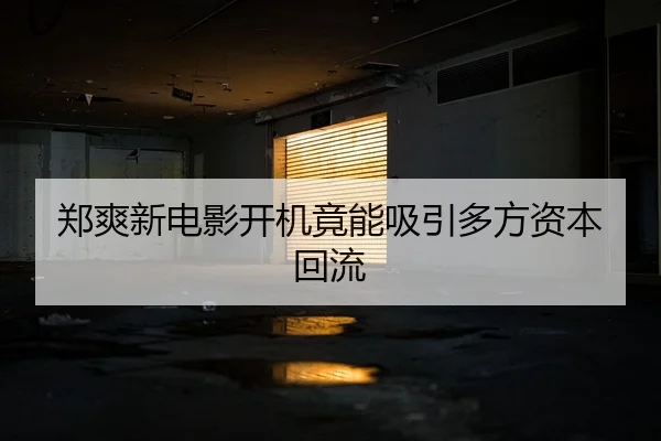 郑爽新电影开机竟能吸引多方资本回流